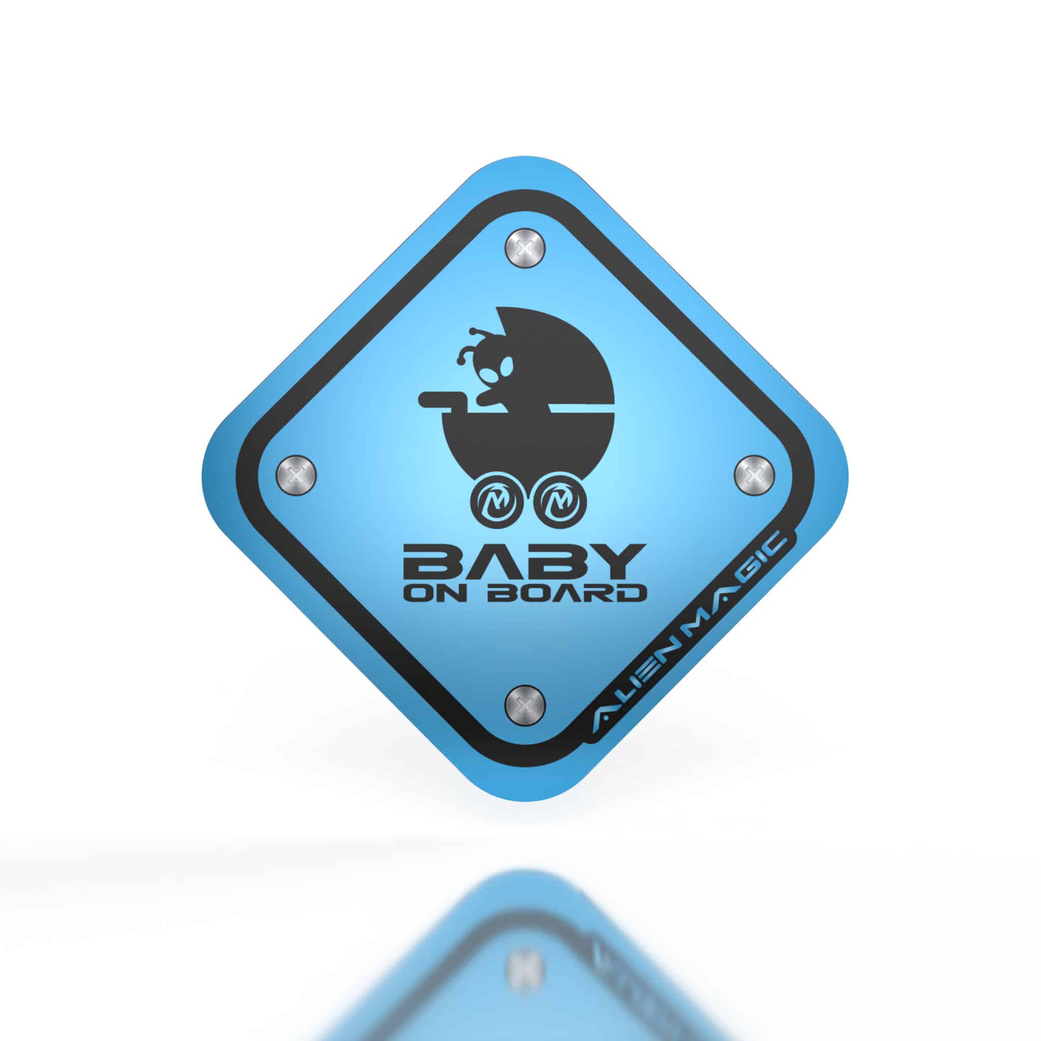blue baby on board car sticker large