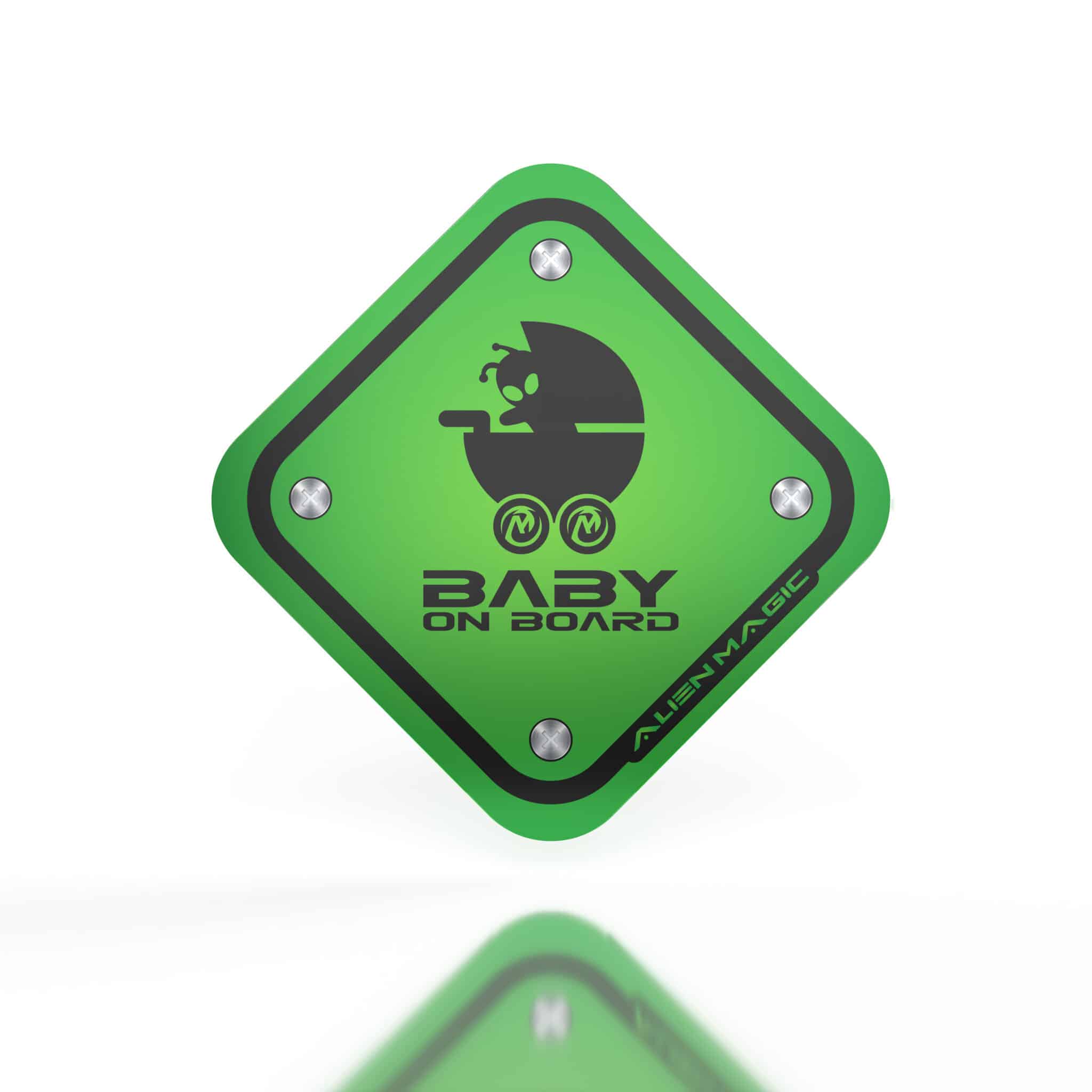 green baby on board car sticker large