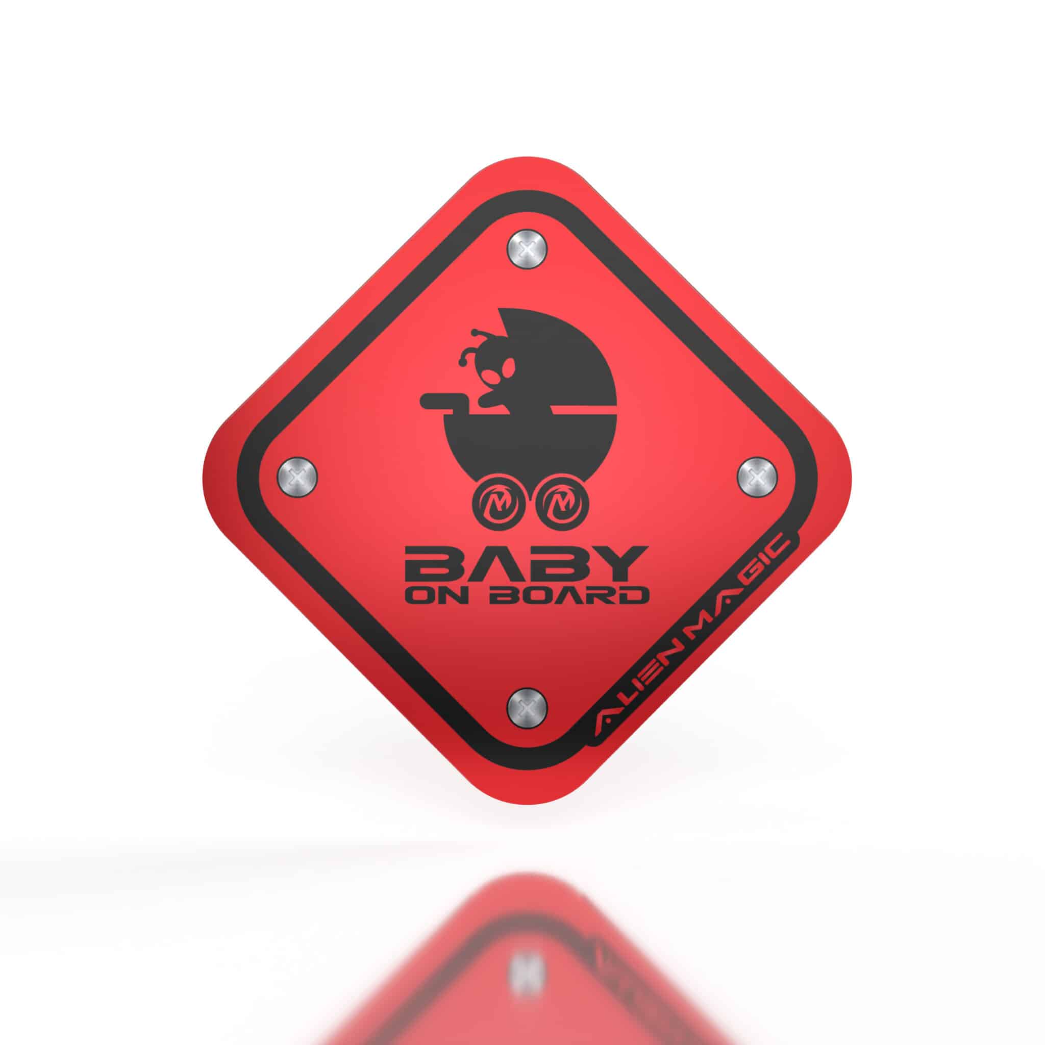 red baby on board car sticker large