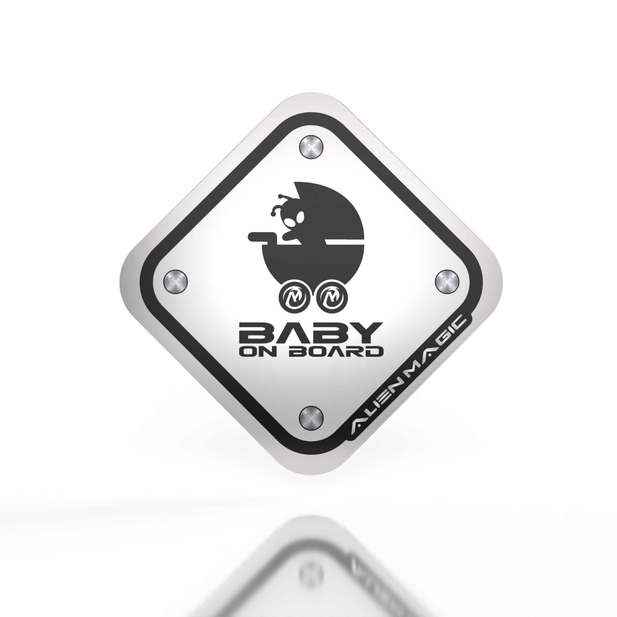 silver baby on board car sticker large